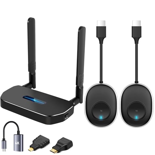 Image of Wireless Hdmi Transmitter and Receiver 4k Kit.One Receiver and Two Transmitter Packages,Switch at Will,Matching Distance 50M VGA Dual Screen Casting Video Audio from PC/Laptop/TikTok to Monitor