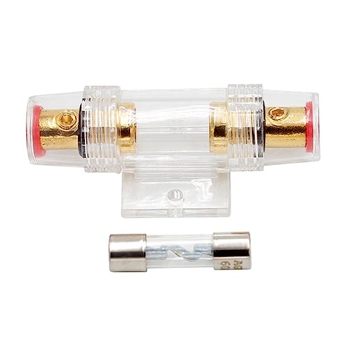 Portafusibles en línea de Audio de 60 amperios y Fusible Compatible con Cables de Calibre 4, 8 y 10.(80A)