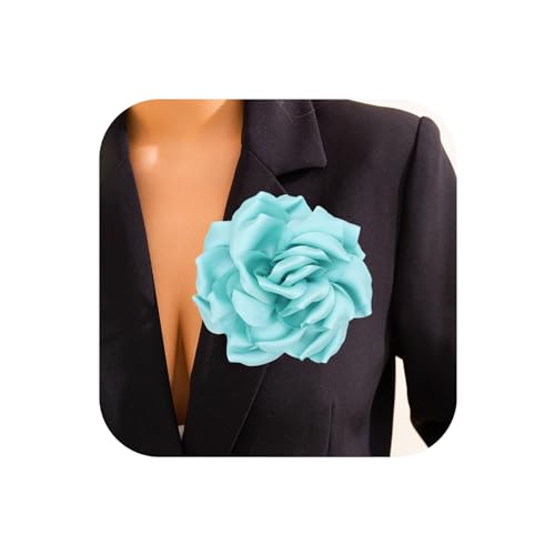 Image of Flower Brooch Pins for Women 5.5in Lapel Pins Large Rose Floral Brooches Dainty Satin Fabric Brooches Rose Flower Hair Clips Wedding Party Dance Clothes Accessories Jewelry