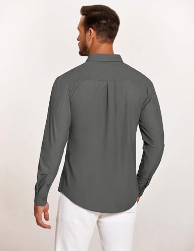 Coofandy Men'S Chambray Shirts Long Sleeve Button Down Shirts For Men thumb #4