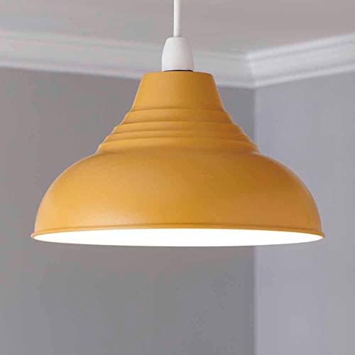 wilko Mustard Metallic Vintage Pendant Shade, Elegant Pendant Shade, Steel Contemporary Pendant Shades, H17 x D30cm