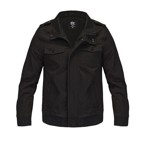 whattry Mens Casual Washed Cotton Military Jacket Warm Canvas