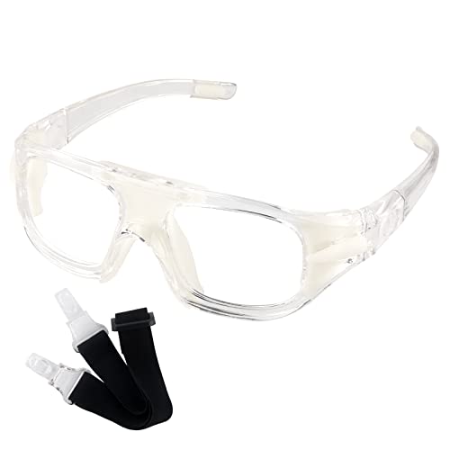 GGBuy Sports Basketball Goggles Outdoor Football Protective Glasses Head Mounted Frame Dual Purpose Safety Eyewear Anti Shock Collision (Clear)