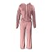 Bwaydeg Girl's 2 Piece Outfits Zip Up Sweatsuit Fashion Solid Color Velvet Sweatshirt Sweatpant Sets Jogging Track Suit Pink 9-10 Years