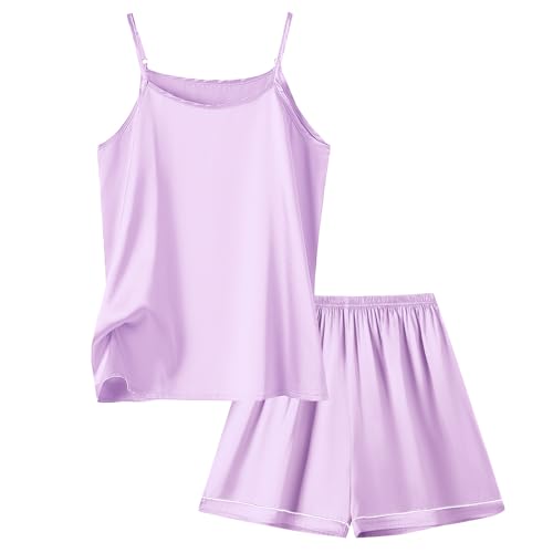 Umeyda Girls & Womens Pajamas Set Sleeveless Camisole Tank Top and Shorts 2 Piece Sleepwear Summer Outfits