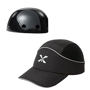 Anstoßkappe mit reflektierenden Streifen, leichtem und atmungsaktivem Arbeitskappe Schutzkappe (18110#Schwarz Lange)