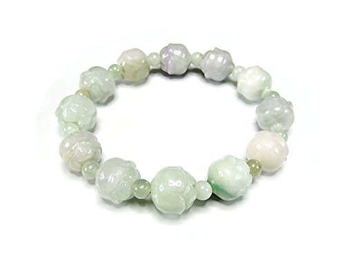 石街 ヒスイ 翡翠 蓮の花 天然石 数珠 ブレスレット 良質 本翡翠 ジェダイト 守護 成功 12mm 195