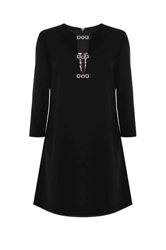 Kocca- Abito Corto con Catene Dorate Donna, Tinta Unita, Girocollo, Maniche: Lunghe Modello: A25PAB7717ABUN0000