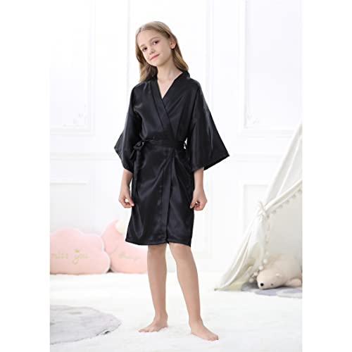 Ivrriss Women's Birthday Queen Squad Party Robes Girls Silky Robes Bathrobes For Spa Birthday Party (Birthday Squad-Black,10) #TOP3