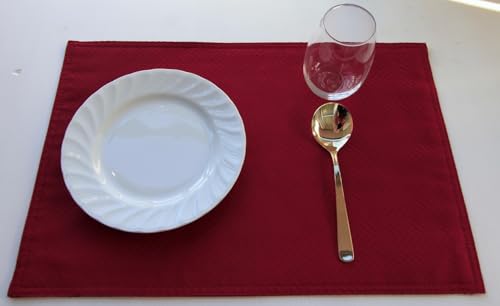 Red Placemats Set of 4, Double Layered Burgundy Place mats