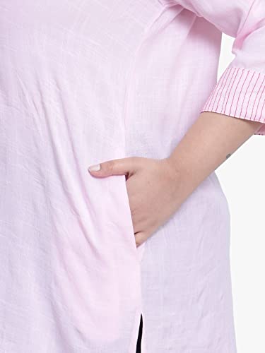 Image of Indietoga Women's Plus Size Embroidered Cotton Linen Tunic Tops (2XL to 10XL)