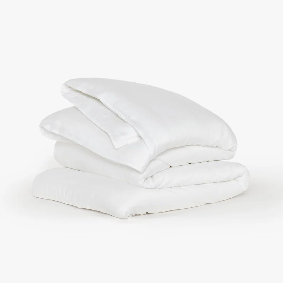 Buffy 100% Eucalyptus Lyocell Duvet Cover with Corner Ties - Protects and Covers Your Comforter/Duvet Insert, Silky Soft, Cool-to-The-Touch, Naturally-Dyed (White, King/California King)