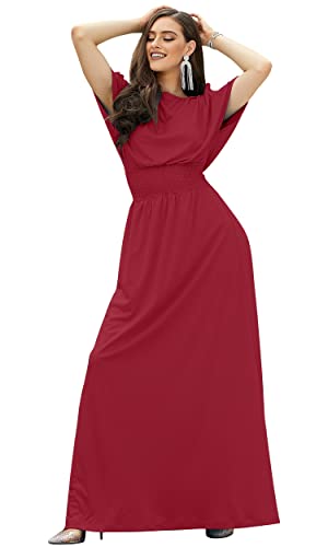 Image of KOH KOH Womens Split Sleeves Smocked Elegant Cocktail Long Maxi Dress