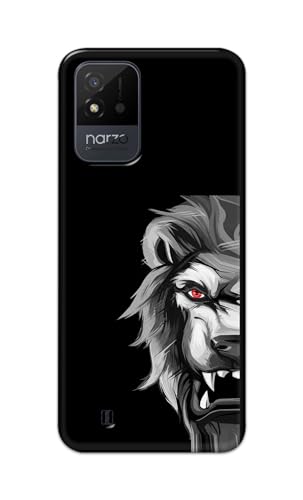 Image of PRINTFIDAA Printed Hard Back Cover Case for Realme Narzo 50i Back Cover (Angry Lion) -112