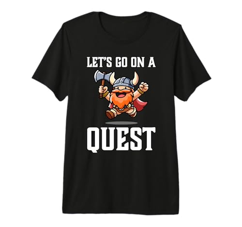 RPG Gamer Let's Go On A Quest Dwarf Warrior Player Juego de Equipo Camiseta Premium