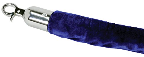 Displays2go 6-1/2-Feet Rope Velvet Barrier with Chrome Hooks, Blue (RP2MBUCH02)