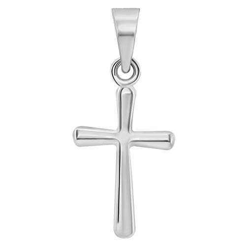 Jewelry America 14k White Gold Polished Dainty Mini Religious Plain Simple Cross Charm Pendant