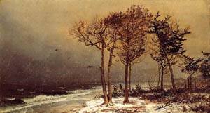 Snow Storm Atlantic City 1872 Peinture à l'huile William Trost Richards : L'esprit de la mer