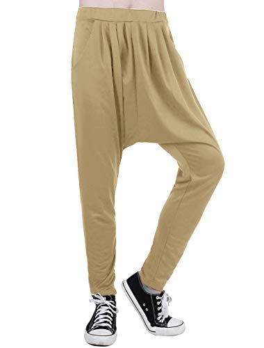uxcell Pantalones Harem holgados con entrepierna caída para hombre, estilo hip hop, con martillo de paracaídas - marr�n - 48/50 ES