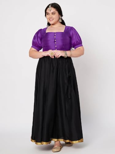 Image of studio rasa Women's Plus Size Silk Blend Button Down Crop Top for Wedding Festive Party