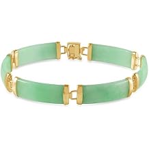 Belacqua Natural Green Jade Link Bracelet in Sterling Silver, 7.5 Inches Length, Fashion Jewelry for Women, Gift Box Included