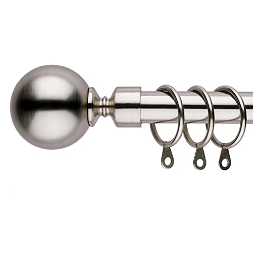 Curtain Poles Extendable Curtain Pole 70 cm to 210 cm Satin Nickel Ball Finials 28" to 84" Adjustable Curtain Track Includes Rods,Finials,Brackets,Rings & Fitting sets
