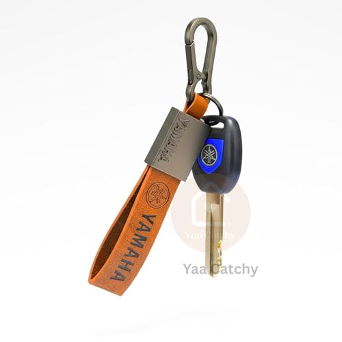 Image of Premium Leather Keychain Metal Hook Compatible with Durable Faux Leather Brown Strap with Heavy-Duty Alloy Clip Stylish Bike & Car Key Holder