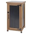 Small Outdoor Storage Cabinet Weatherproof, Wood Garden Potting Bench Table with Removable Shelves, Metal Top, Outdoor Cabinet Work Station for Patio, Backyard, Brown,17.9''x17.9''x33.5''