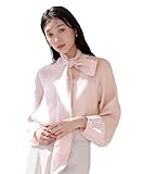 [ユアーズ] ボウタイ付 シアーハイネック ブラウス BDXN1732 レディース S ライトピンク