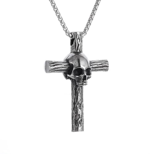 Collier croix gothique vintage en métal punk pour homme et femme