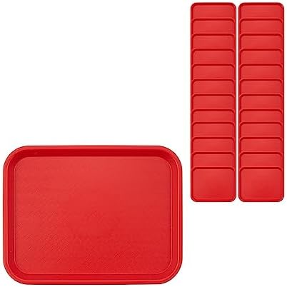Carlisle FoodService Products CT101405 Cafe Standard Plastic Cafeteria/Fast Food Tray, NSF Certified, BPA Free, 14" Length x 10" Width, Red (Pack of 24)