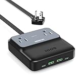 6 IN 1 Charging Station USB-C, Portable Power Strip with 2 USB C, 2 USB A, 2 AC,100W GaN Laptop Charger for MacBook,iPhone 17/16 etc,Fast Charging Desktop Charger Block for Office, Home,Travel (Black)