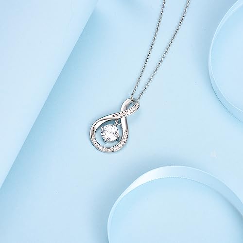 EPIRORA Gifts for Mom- Cubic Zirconia Love Knot Pendant Necklace for Mom/ Mother in Law/ Boyfriend's Mom/ Mother of the Bride/ Mother of the Groom, Dainty Jewelry Gifts for Wedding Birthday Christmas, 18"4