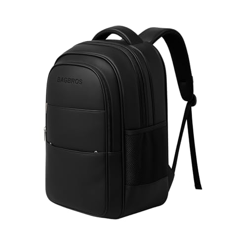 Image of Bagbros 30L Faux Leather Laptop Backpack for Men & Women - Premium Waterproof Anti-Theft Travel Bag with Multi-Pocket Organizer | Work, Gym, Office, College, School Use