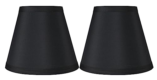 Meriville Chandelier Lamp Shades, 3.5-inch by 6-inch by 5-inch, Clip-on (Set of 2, Black)