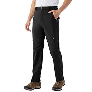 donhobo Men’s Outdoor Quick-dry Hiking Pants Lightweight Breathable Softshell Waterproof Sportwear Walking Climbing Trousers Black 32-1