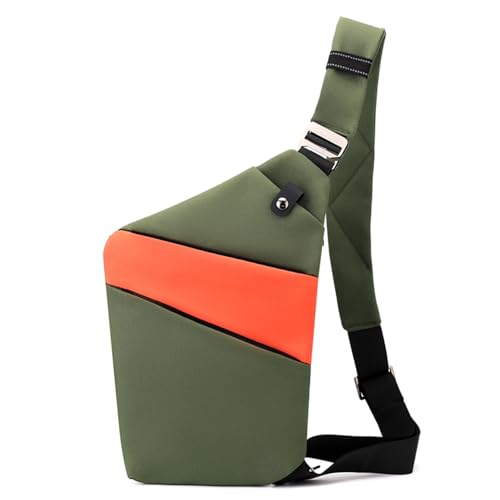 Image of Anti Theft Crossbody Bags for Women, Shoulder Bag Anti-theft Design for Travel, Sport (Green Orange - Right Shoulder)