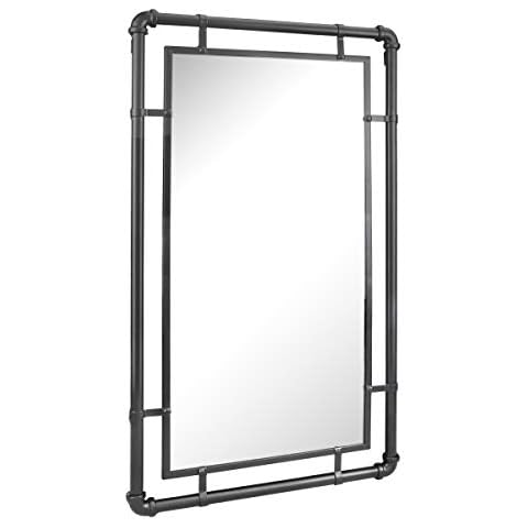 Stonebriar Rectangular Industrial Black Metal Pipe Hanging Wall Mirror Cover