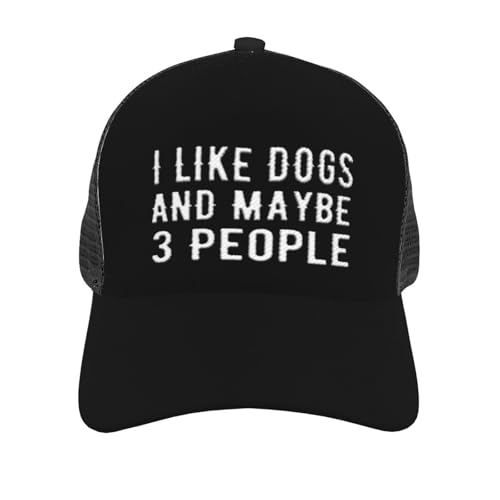 I Like Dogs and Maybe 3 People Mesh Baseball Cap - Classic Adjustable Peak Cap, Trucker Hat for Men & Women2