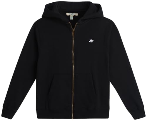 AEROPOSTALE Boys Zip Up Hoodie - Soft Fleece Full Zip Up Boys Hoodie Sweatshirts with Kangaroo Pockets, Size 10/12, Deep Black