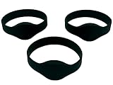 Keysy Rewritable RFID Wristbands Silicone Black Bracelet for Gym Swimming Suana 125kHz (3-Pack)