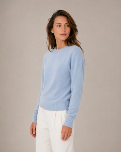 Image of State Cashmere Women's Essential Crewneck Sweater 100% Pure Cashmere Classic Long Sleeve Pullover