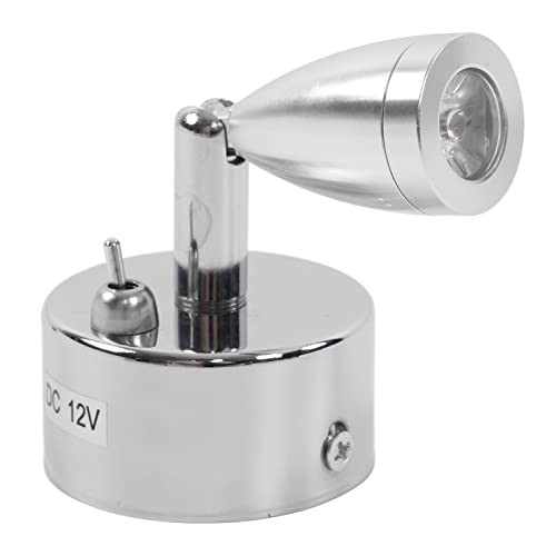 Weikeya Petit projecteur LED RV, Coque en Alliage RV Lampe de Lecture Dissipation Thermique 12 V 3 W Bouton Interrupteur Applique Murale pour RV Yacht Camping-Car remorque hôtel