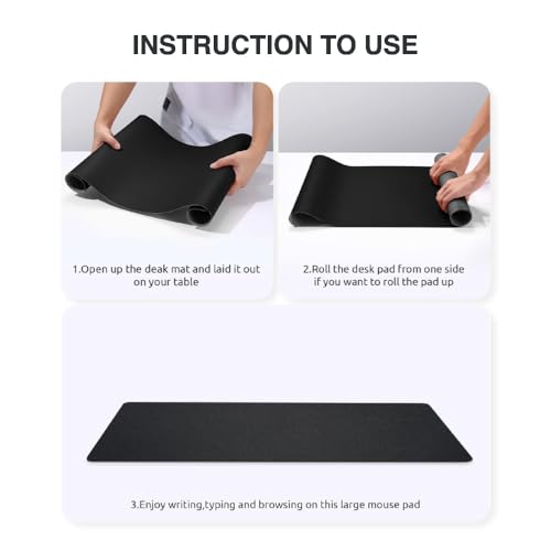 Image of Bellblock Large Extended Reversible Desk Mat /Mouse Pad /Gaming Pad for Office /Home| Vegan Leather | Anti-Skid, Slip-Resistant, Splash-Proof | Black & Tan | 60x30cm