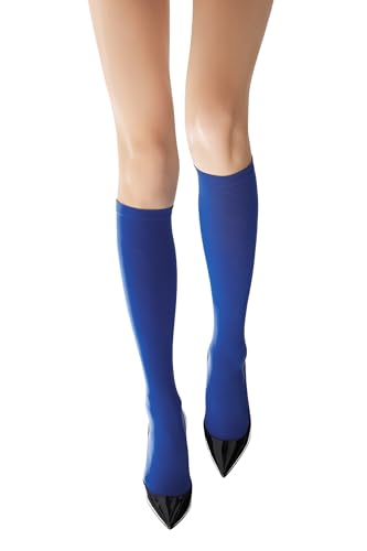 DAINAS 24-Color Knee High Socks 80 Den Opaque Wide Comfort Band (Royal Blue One Size)