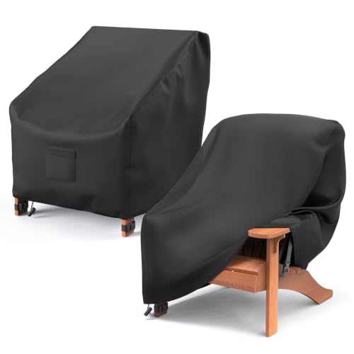 Image of Adirondack Outdoor Chair Covers Waterproof 33 inchWx35 inchDx36 inchH, Black | 2 Pack Patio Furniture Covers Protect from Rain and UV; Heavy-Duty Oxford Fits Lounge, Deep-Seat & High-Back Chairs on Lawn