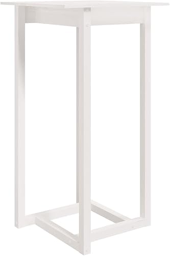 Miniatura 3 de Mesa cuadrada de madera de pino maciza blanca de 23.6 x 23.6 x 43.3 pulgadas para cocina, comedor, interior y exterior, muebles rústicos modernos