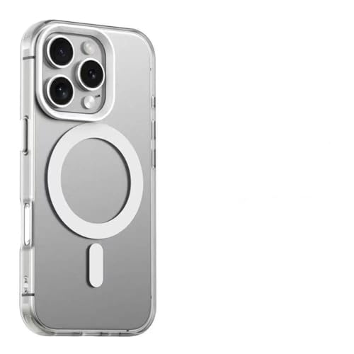 Coque iPhone 16 Plus rigide magnétique blanche en finition luxe élégante