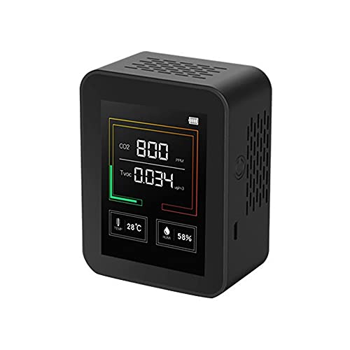 Zoonseen 二酸化炭素濃度計 CO2測定器 二酸化炭素 多機能 温度 湿度 濃度測定 空気品質検知器 TVOC メーターモニター リアルタイム監視 ポータブル 高精度 LCDディスプレイ 400-5000PPM測定範囲 家庭用 農業用