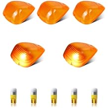 Cab Lights w/5pcs LED Light Bulb Roof Top Clearance Markers Light Amber Lens Compatible with 1999-2007 2011-2016 Ford F250 F350 F450 Super Duty 1999-2007 2011-2015 F550 Super Duty
